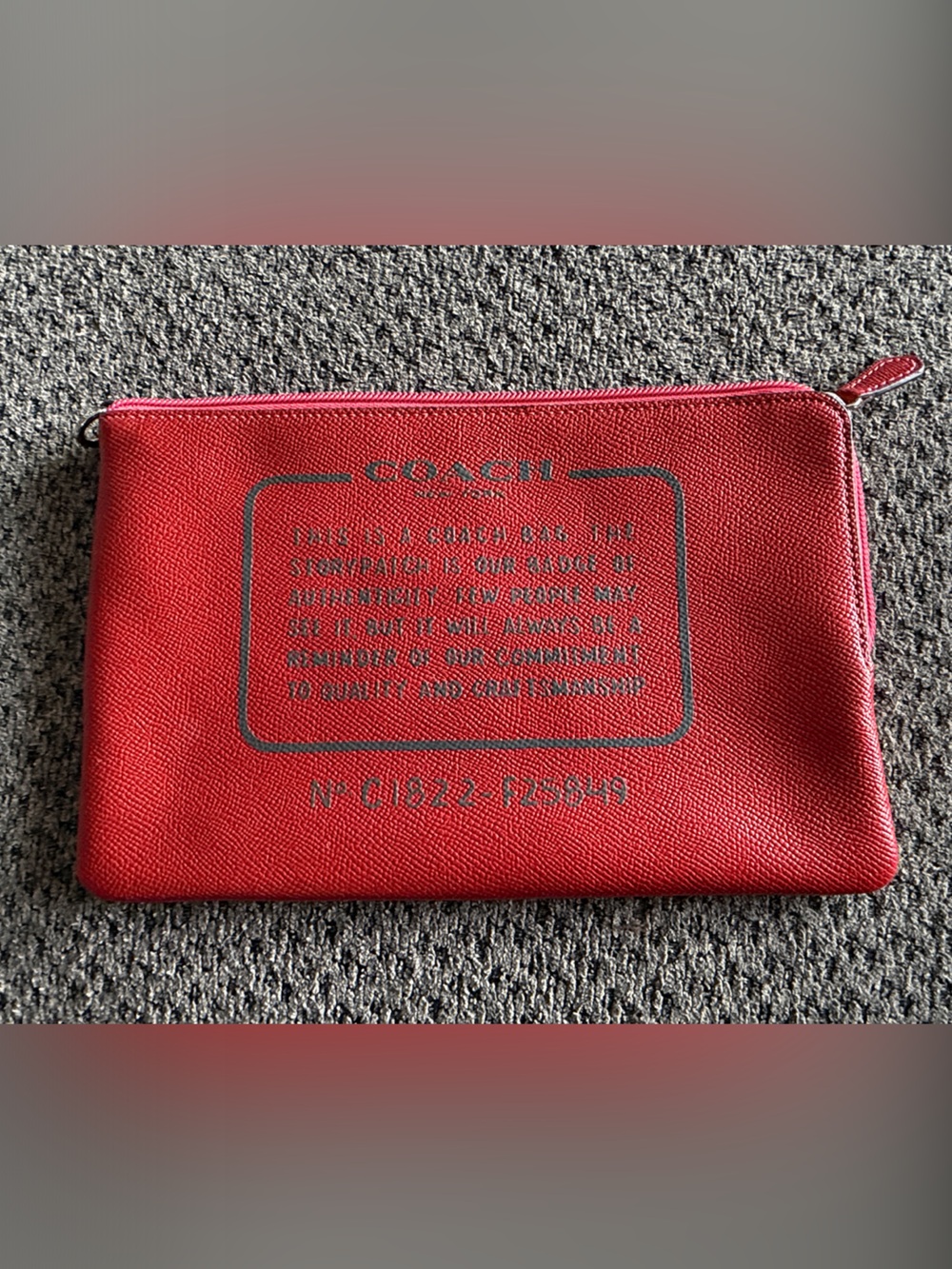 The Coach story bright Red zippered Clutch bag/ Travel Pouch